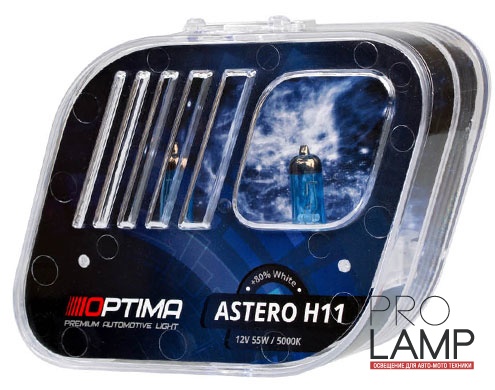Галогеновые лампы Optima Astero H11 +80% — Optima Astero H11 White 5000K 2