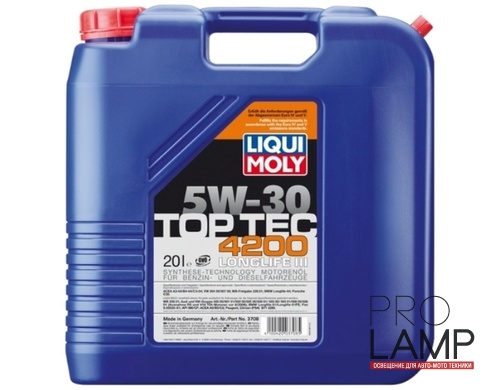 LIQUI MOLY Top Tec 4200 5W-30 — НС-синтетическое моторное масло 20 л.: liqui moly top tec 4200 5w 30 20l 917916 1