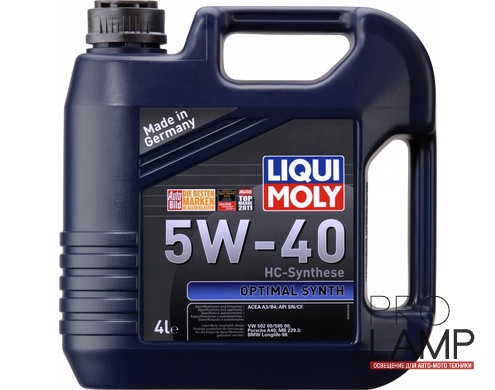 LIQUI MOLY Optimal Synth 5W-40 — НС-синтетическое моторное масло 4 л.: liqui moly optimal synth 5w 40 hc sinteticheskoe