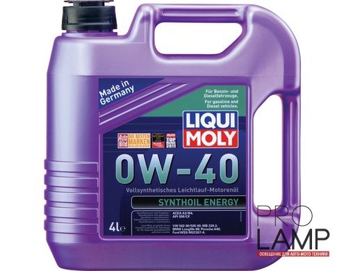 LIQUI MOLY Synthoil Energy 0W-40 — Синтетическое моторное масло 4 л.: liqui moly synthoil energy 0w 40 sinteticheskoe 4l