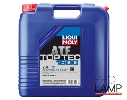LIQUI MOLY Top Tec ATF 1600 — НС-синтетическое трансмиссионное масло для АКПП 20 л.: maslo transmissionnoe liqui moly